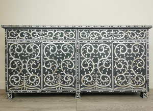 Mueble de Madera con Incrustaciones de Madreperla Hecho a Mano, Mueble Tradicional para Sala de Estar con Puerta de Panel Plano, Diseño Antiguo - Product Image 6