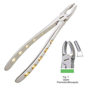 Instrumento Dental Reutilizable para Extracción de Dientes, Pinzas de Acero Inoxidable con Patrón Inglés para Premolares Superiores, Shuja Surgico - Product Image 3