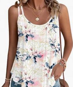 Chaleco sin mangas de algodón 100% tejido a mano, cuello redondo, estilo casual, holgado, transpirable, con patrón liso, suéter de verano. - Product Image 2