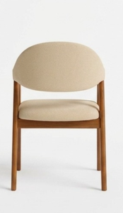 Chaise de salle à manger moderne en tissu bouclé de style nordique, fauteuil individuel en bois massif pour mobilier de restaurant de luxe - Product Image 2