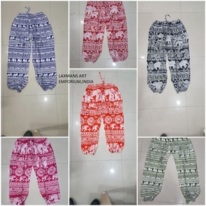 Rayon Elephant Printed Breathable <b>Women's</b> Harem Yoga <b>Trousers</b> for <b>Summer</b> Fashion Wholesale From India - Product Image 1