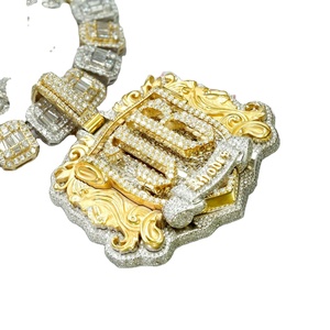 Collier personnalisé en moissanite, testeur de diamant, argent 925 plaqué or jaune, deux tons, style hip hop, lettre JB, collier tendance - Product Image 1