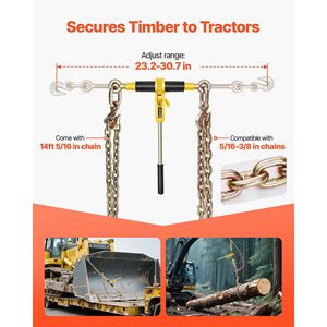 8000 Lbs Working Load Ratchet Tie Downs 5/16 X 12.8 ft G80 Chains Binder Set New <b>Model</b> '<b>D</b>' Tie <b>D</b>" - Product Image 3