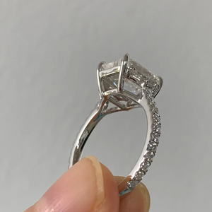 925 Sterling <b>Silver</b> 3ct <b>Emerald</b> Cut Moissanite Luxury <b>Ring</b> Rhodium Plated Prong Set Wedding Engagement Jewelry for Women - Product Image 3