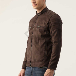 Premium Quality Brown <b>Suede</b> Leather Biker <b>Jacket</b> For Men Slim Fit Vintage Motorcycle Coat Exclusive Custom Winter Outerwear - Product Image 4