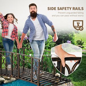 Ponte da Giardino ad Arco in Metallo da 6 Piedi, Capacità 660 Libbre Sponde di Sicurezza con Motivi a Vite e Facile Montaggio - Product Image 5
