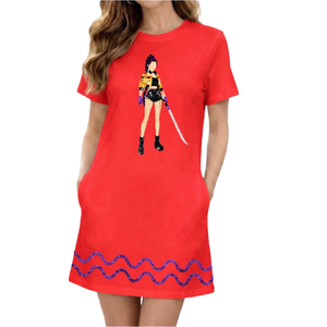 Vestido de Verano para Mujer, Personalizado, de Manga Corta, Cuello Redondo, con Lentejuelas y Bordado, Casual, Transpirable, con Bolsillos, Venta al Por Mayor - Product Image 3