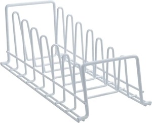 White Metal <b>Plate</b> Rack Standing Pot Lid Dish <b>Organizer</b> Rack for Cabinet Kitchen Storage Holder Silver Plated Metal Wire Rack - Product Image 1