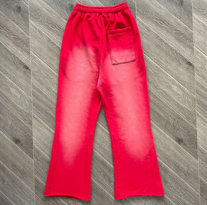 Custom Logo Flared Sweatpants Women's Loose Fit Drawstring Waist Casual Pants Heat Transfer Print Red Black Full Length - Product Image 3
