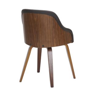 Set di 2 Sedie da Pranzo/Accento in Stile Mid-Century Modern, Legno di Noce e Ecopelle Marrone - Product Image 4