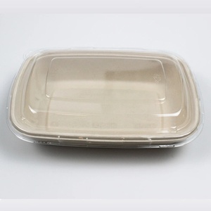 ฝาปิดภาชนะอาหารทรงสี่เหลี่ยมทำจากชานอ้อย ขนาด 1000 มล. ย่อยสลายได้ 100% ปิดผนึกแน่น ป้องกันการรั่วซึม ทนน้ำมัน ใช้แล้วทิ้ง - Product Image 1