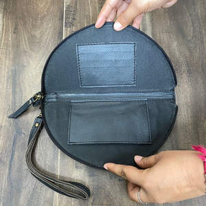 กระเป๋าหนังแท้ลายดวงจันทร์ครึ่งดวงทำมือพร้อมกระเป๋าสตางค์ดีไซน์ลายดอกไม้ลายตารางสีเทอร์ควอยส์กระเป๋าใส่บัตรและเหรียญ - Product Image 6