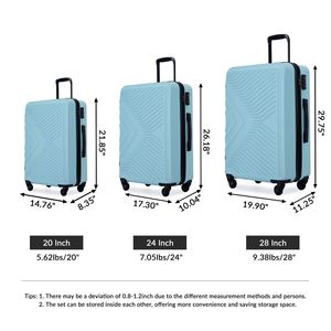 Set di bagagli leggeri in ABS 3 pezzi 20/24/28 valigia verde con ruote Spinner e lucchetto TSA due ganci inclusi - Product Image 2