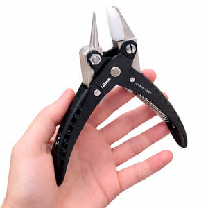 Alicates paralelos de 140 mm con mordazas planas de nailon redondas, hechos de acero inoxidable de alta calidad para herramientas de precisión en la fabricación de joyería. - Product Image 1