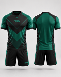 Ensemble de maillot de football pour homme F2WIN, noir et blanc, manches courtes, séchage rapide, respirant, polyester, uniforme pour toutes les saisons, sport pour adultes - Product Image 2