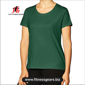 Just Fitness Gears Women's O-Neck Short Sleeve <b>T</b>-<b>Shirt</b> Solid Green Breathable Knitted Polyester Casual Wear - Product Image 1