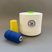 Fil à coudre élastique imperméable en gros 50/3 en polyester brillant blanc traité à la vapeur pour broderie, crochet et point de croix