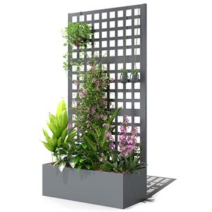 Fioriera Rialzata Grande Grigia Zincata 89x41x178 cm con Spalliera per Piante Rampicanti e Ortaggi - Product Image 1