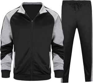 Chándal de hombre azul marino y blanco con diseño 2 en 1, sudadera con capucha de cremallera completa y pantalones a juego, ropa urbana de invierno transpirable 100% poliéster - Product Image 4