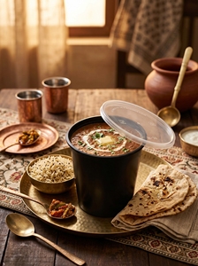 Fabricante líder de envases redondos transparentes de plástico PP negro para comida para llevar, para restaurantes de cocina en la nube, salsa de curry, biryani - Product Image 5