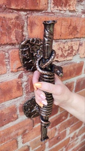 Poignée de portail en fer forgé résistant à la rouille, facile à installer, style traditionnel, design en forme de serpent, portails décoratifs - Product Image 6