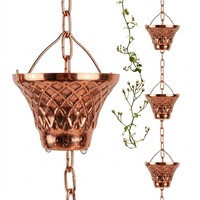 Chaîne de pluie tendance en cuivre pour drainage de gouttière, dispositif de dérivation de descente de toit, décoratif extérieur