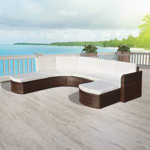 Conjunto de Muebles de Jardín Modulares Grandes de Mimbre Sintético Marrón - Product Image 5