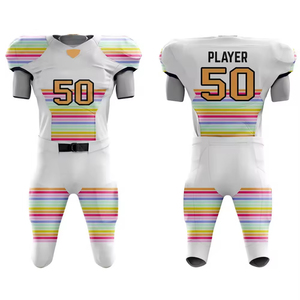 Custom Sublimated American Football Jersey Unisex Adult Short Sleeve Striped Design Breathable Fitted With Number 50 And Player - Product Image 1