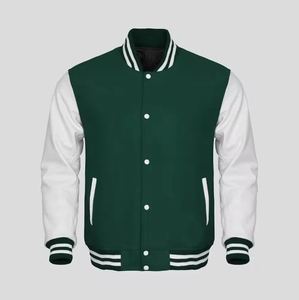 Chaqueta Varsity Roja para Hombre con Mangas de Cuero PU Negro, Cuello Alto y Botones a Presión, Abrigo de Lana para Invierno - Product Image 5