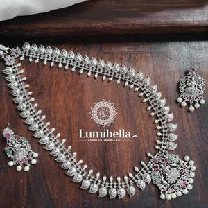 Oxidised <b>Gold</b> Plated Bridal Temple <b>Jewellery</b> <b>Set</b>-Trendy Fine Earring <b>Set</b> - Product Image 1