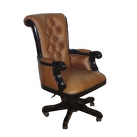 Chaise de bureau de direction de style européen avec pivot, chaise de bureau classique en cuir avec roulettes pour le mobilier de bureau à domicile
