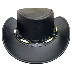 Sombrero Vaquero de Cuero Genuino Personalizado de Alta Calidad, Sombrero Occidental de Ala Ancha Ajustable Unisex para Exteriores, Sombrero de Rodeo y Rancho, Fabricante OEM - Product Image 4