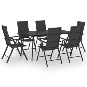 Set da pranzo Patio nero da 7 pezzi - Product Image 1
