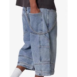 Shorts cargo en jean délavé pour homme, taille mi-haute, style décontracté d'été, 100 % coton tissé, avec poches - Product Image 5