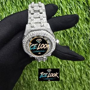 Reloj Mecánico Ice Cubic de 36 mm con Esfera Plateada, Correa de Eslabones y Cristales para Hombre, Joyería para Fiestas - Product Image 2