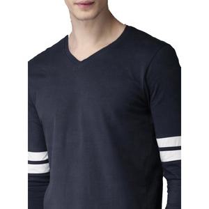 T-shirt basique en coton CVC à manches longues pour homme, imprimé personnalisé, design uni avec logo, grande taille, tricoté, décontracté, col en V, 2021, 200 - Product Image 3