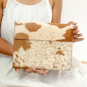 New Designer Vintage Handmade hair on Multi Pocket Padfolio <b>Folder</b> Executive Professional Organizer cow hide leather - Product Image 2