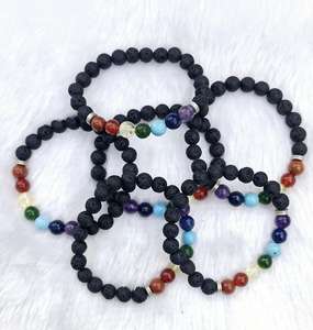 Exportateur indien de bracelets en pierre de lave 7 chakras, bijoux spirituels de guérison par le yoga, disponibles à prix réduit - Product Image 4