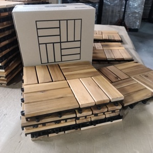 MPS Modern Style 300*300mm Acacia Wood DIY Interlocking Smooth Double Colors Outdoor Flooring <b>Decking</b> Tiles Wood Grain Anti-Slip - Product Image 2