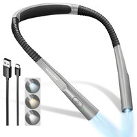 Lampe de lecture LED portable et flexible à suspendre pour le cou, rechargeable USB Type-C, 1000 mAh, avec minuteur 30 min, modèle amélioré, vente en gros