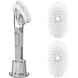 Set di 2 Spazzole per Piatti con Dispenser di Sapone e Supporto, Kit per Pulizia e Lavaggio per Casa o Ufficio - Product Image 1