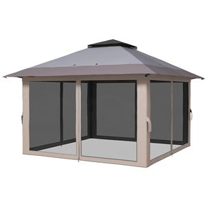 Robust 13x13 Aluminum Instant <b>Canopy</b> Shelter 2-Tier <b>Roof</b> Waterproof Pop-Up Gazebo Steel Frame Carry Bag for Garden Leisure Gray - Product Image 1