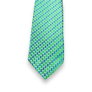 Men's Green Geometric Pattern Necktie Stylish <b>Polyester</b> <b>Tie</b> | Formal Business, Wedding Party Wear Classic Design OEM Bulk Supply - Product Image 1