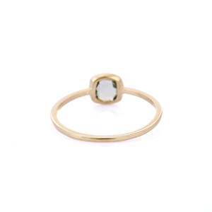 14K Solid Gold Rhodium Plated Oval Cut Green Amethyst Gemstone Ring - Product Image 5