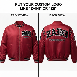 Chaqueta Bomber Premium de Poliéster Satinado de 180 GSM, Resistente al Viento, Color Rojo, con Logotipo Bordado Personalizado, Estilo Universitario, Unisex, para Invierno - Product Image 1