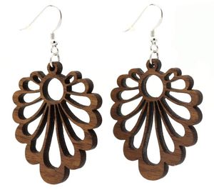 Boucles d'oreilles pendantes en bois, longues, rondes, colorées, design classique vintage pour femmes, bijoux de fête - Product Image 2