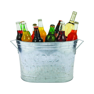 Galvanized Steel Ice Bucket with Stand Metal Beverage Tub <b>Drink</b> <b>Cooler</b> for Outdoor Garden Parties and Events - Product Image 6