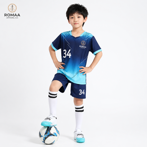 Kids Navy Blue Sky Blue White Custom Soccer Uniform Kit Jersey Shorts <b>Socks</b> Set Sublimated Youth Teamwear OEM Premium Fit - Product Image 4
