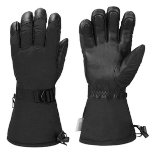 Gants de ski imperméables chauds pour l'hiver, à doigts séparés, pour hommes, femmes et enfants, en polaire avec fermeture à cordon - Product Image 1