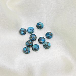 Cabochon rond en turquoise cuivrée bleue naturelle de 8 mm, pierre précieuse en vrac pour la fabrication de bijoux DIY, accessoires en gros - Product Image 5